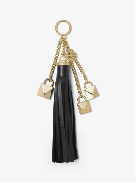 michael kors leather keychain tassel and locks|Leather Mini Tassel Key Chain .